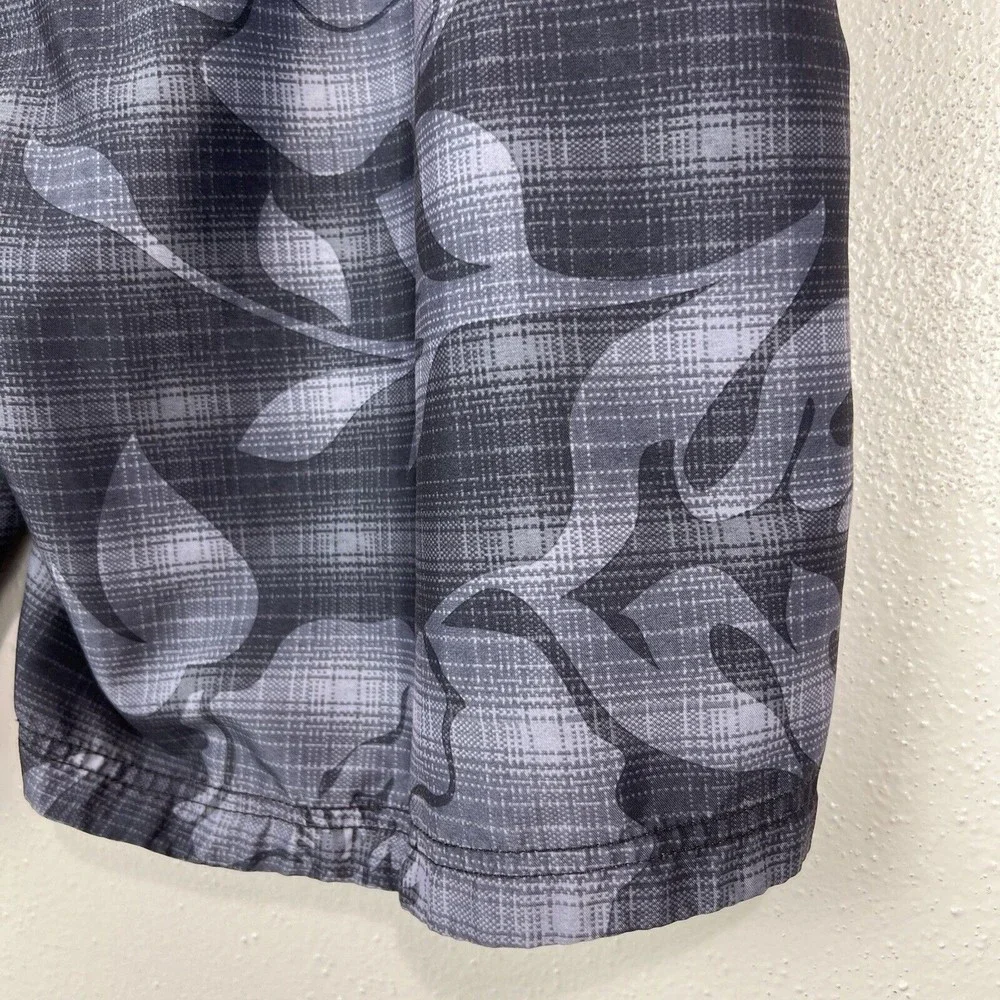 Speedo Shorts Men Large Grey Floral Plaid Board Beach Swim Surf Active Bottoms